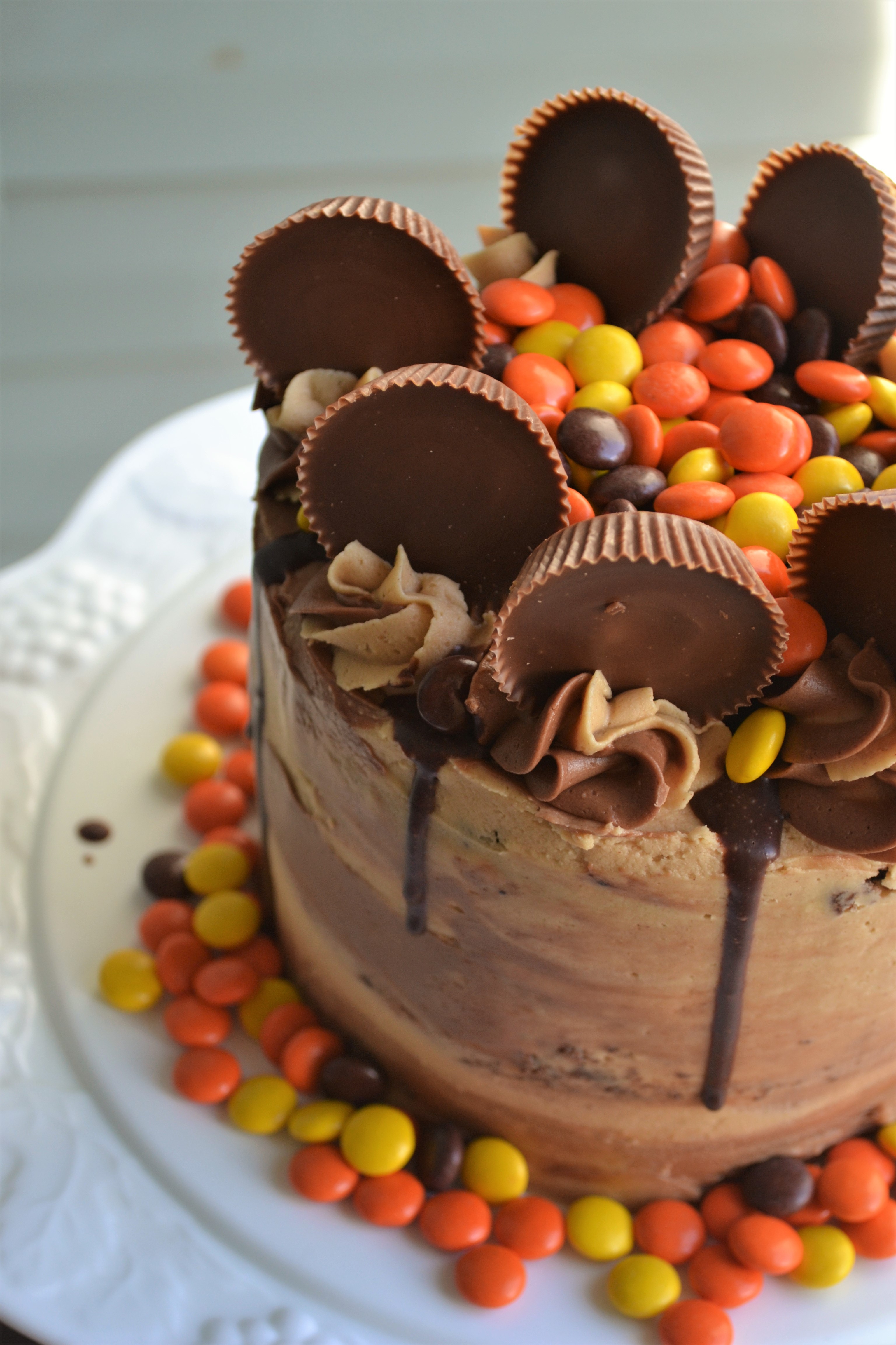 Homemade peanut butter chocolate cake