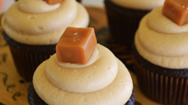 Chocolate Cupcakes with Salted Caramel Frosting